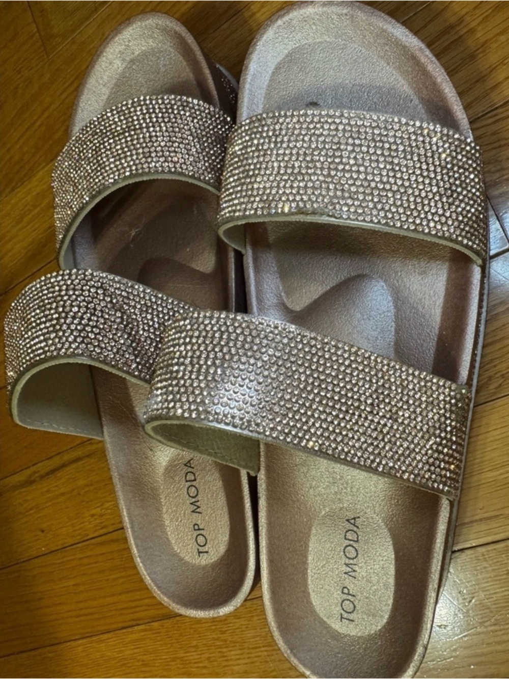 Top Moda Gold Slide Sandals